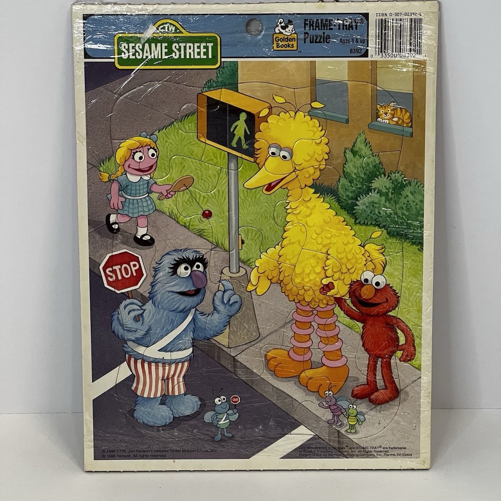 Vintage 1996 Sesame Street Golden Books Frame-Tray Puzzle Big Bird Elmo 8392